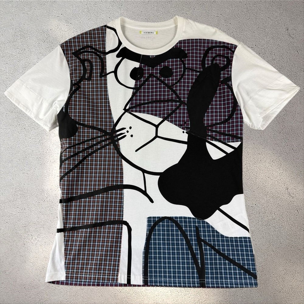 Y2K‎ Iceberg Jeans Pink Panther Graphic T Shirt Large AOP Vintage Italy